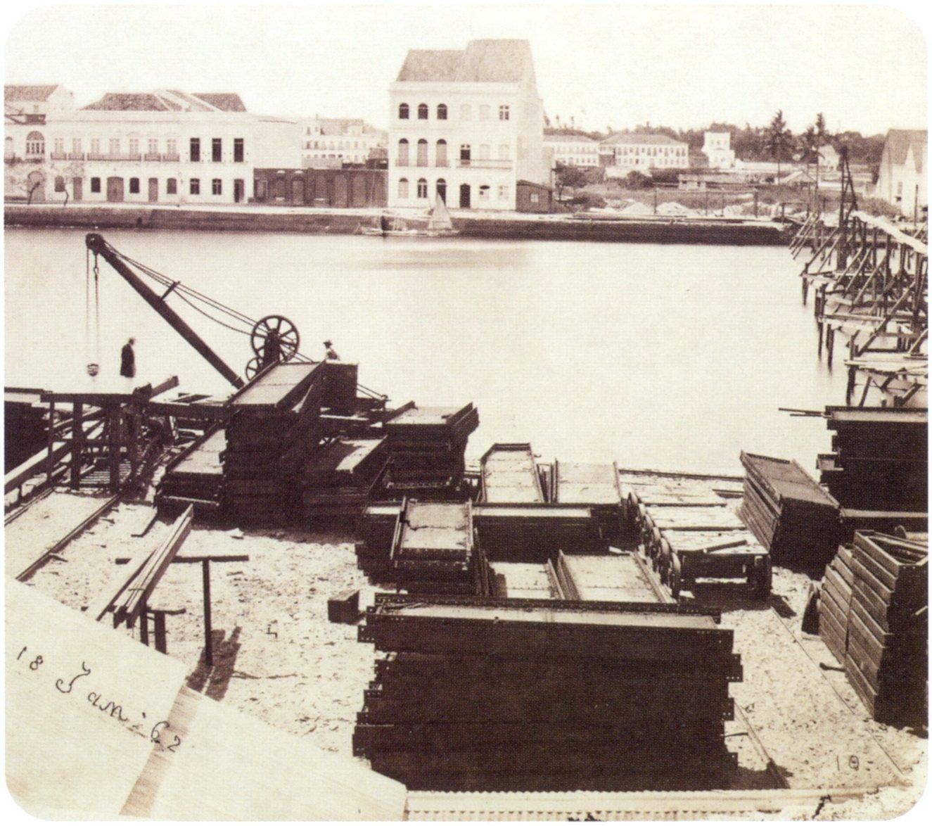 Obras no porto do Recife — Pernambuco, 1862 (fotografia histórica)